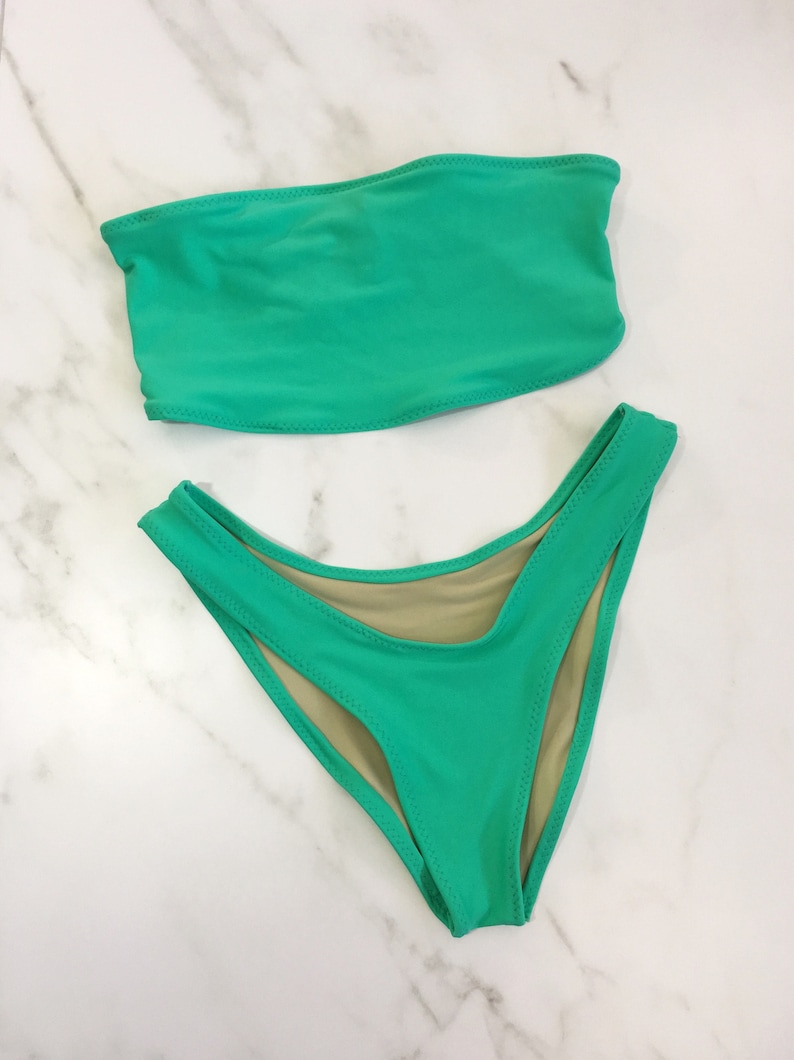 Bikini bandeau high leg cheeky swimsuit
