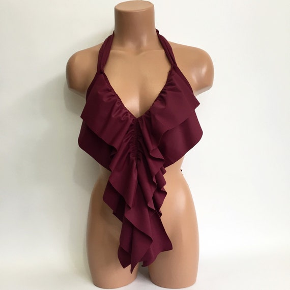 long ruffle bikini top
