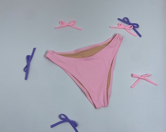 Women's Pink high cut Cheeky swimsuit bikini bottom