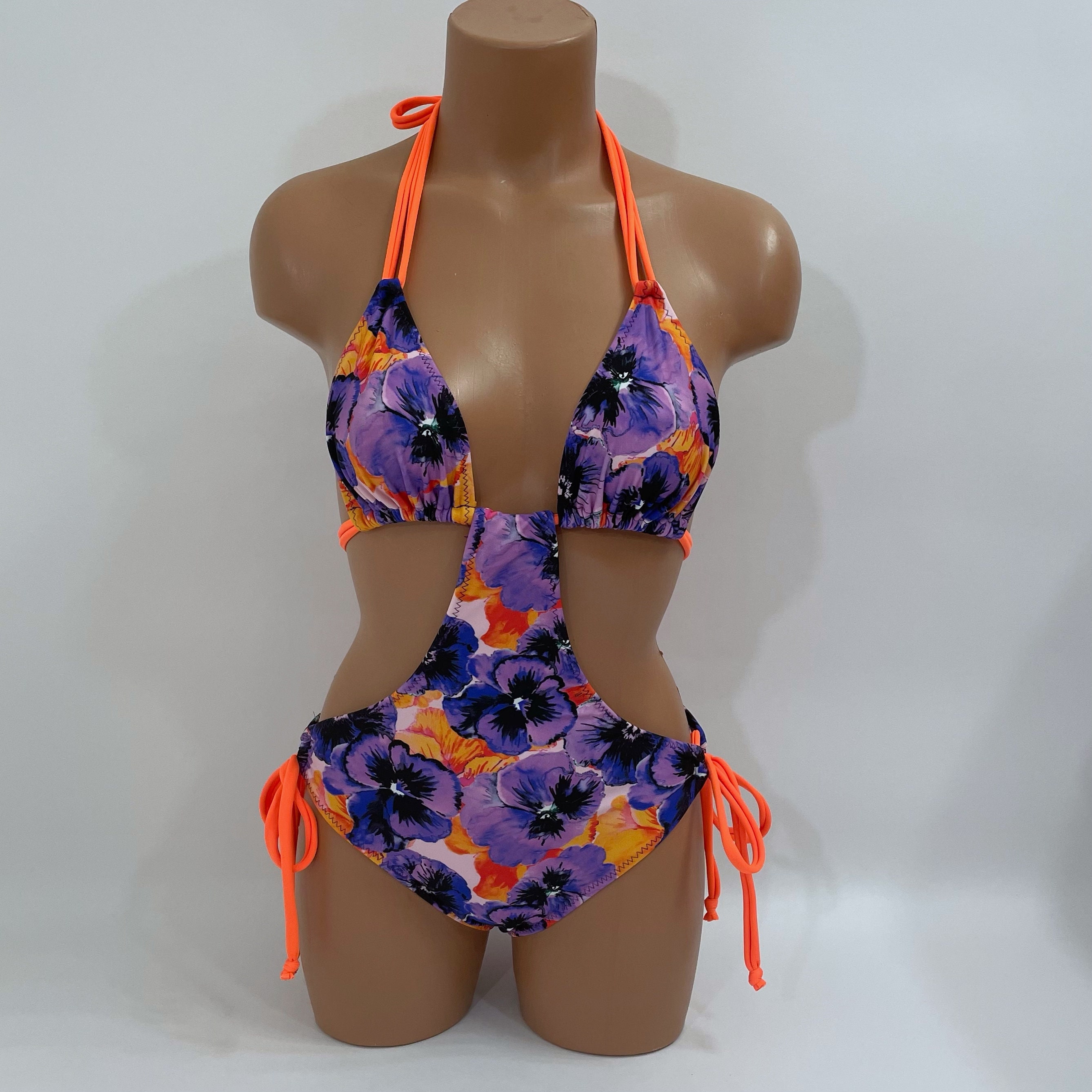 Neon Abstract Kali Suspender Bikini Bottom - ShopperBoard