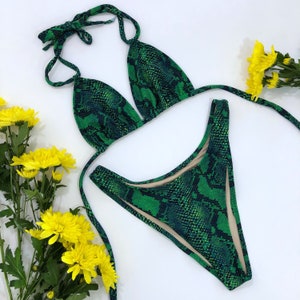 Women's Snake Print Cheeky Bikini