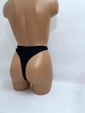 High Leg Black Thong Bikini Bottom
