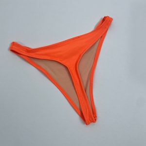 High Leg neon orange Thong Bikini Bottom