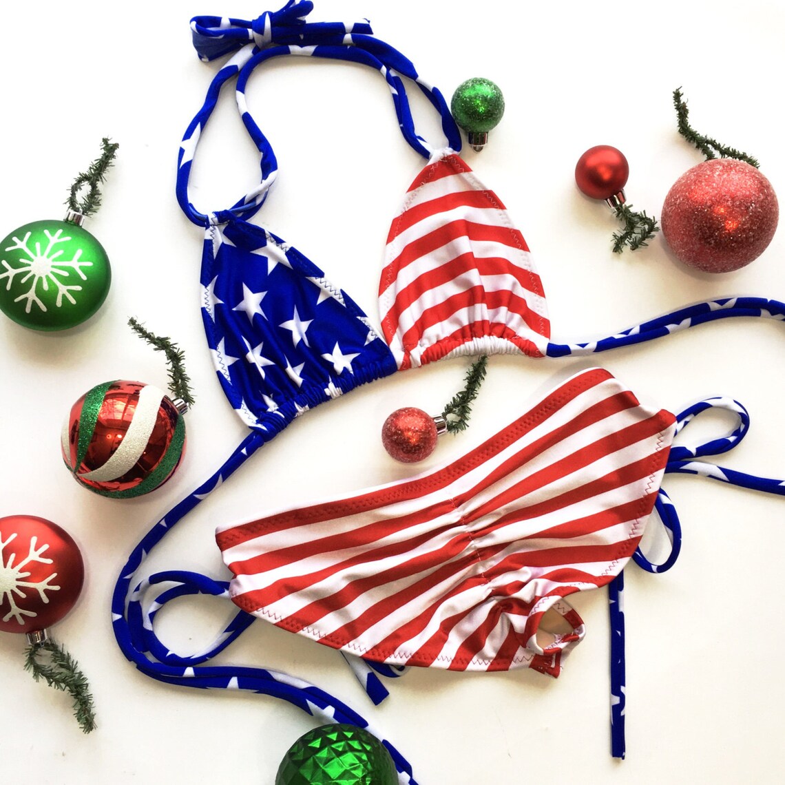 American Flag String Bikini Swimsuit - Etsy