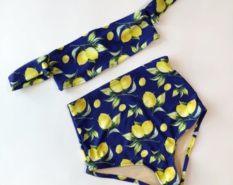 Women's Lemon High Waist Swimsuit with Sleeves