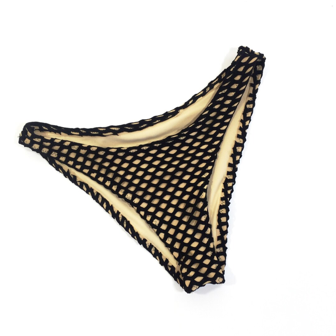 Women's Cheeky High Leg Black Mesh Bikini Bottom - Etsy