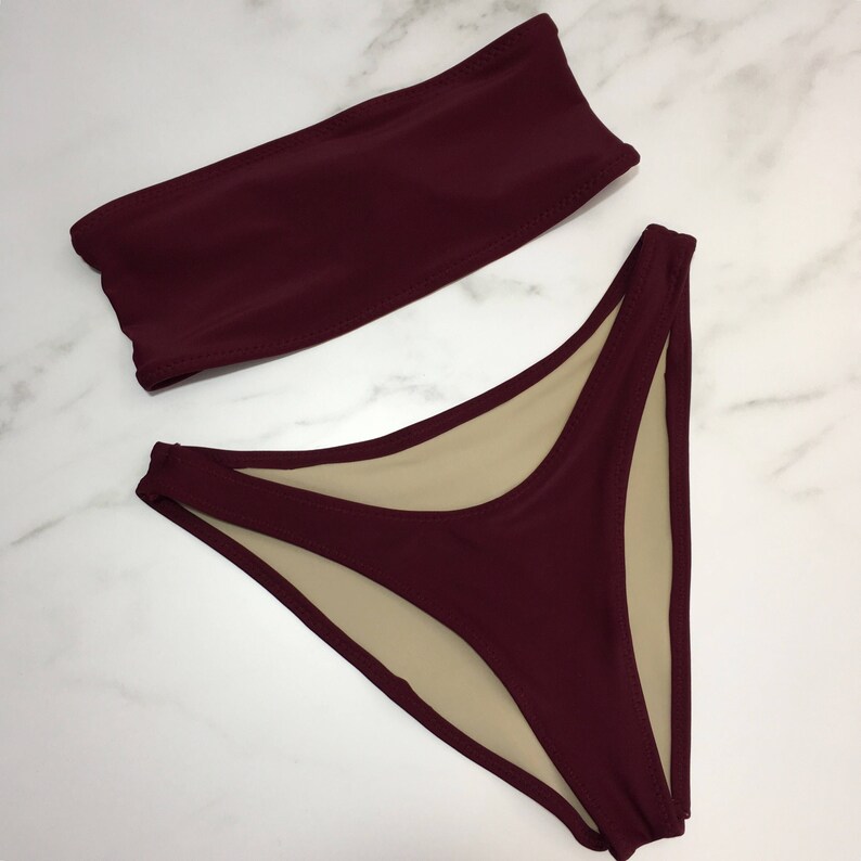 Bikini bandeau high leg cheeky swimsuit