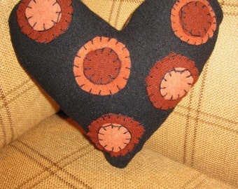 Penny Circle Miniature Wool Felt Heart Pillow