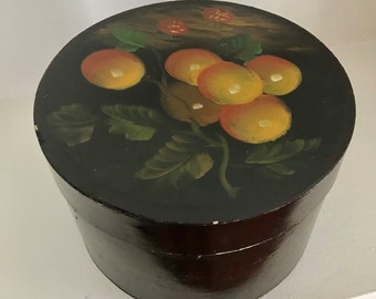 Antique / Vintage Round Wooden Painted Box