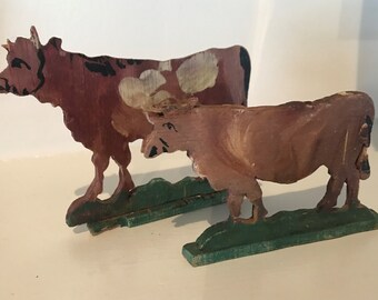 Pair of Antique Painted Cows