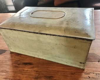 Wonderful Antique Tin Box in Sage Green