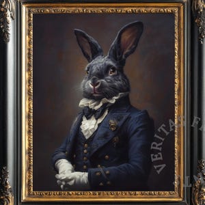 Steampunk Rabbit Wall Art – Printable Victorian Bunny Portrait, Dapper Rabbit Digital Download, Cottagecore Animal Print