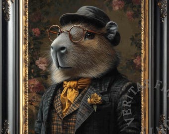 Victorian Capybara Portrait: Steampunk Animal Art (Digital Download)