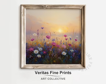 Sonnenuntergang Wildblumen Wiese: Cottagecore Blumenlandschaft (Digitaler Download)