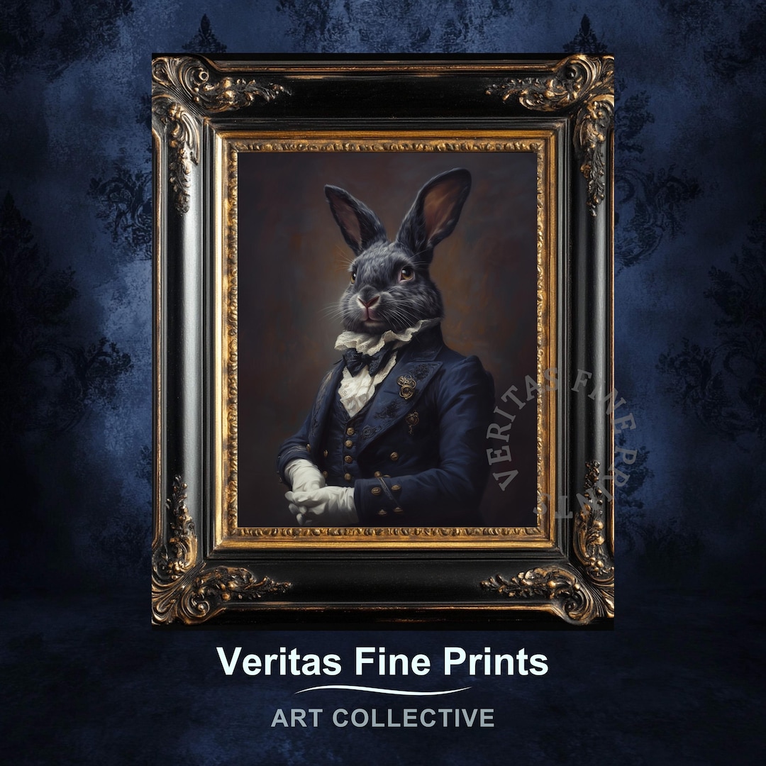 Victorian Rabbit Portrait Print: Dapper Bunny, Cottagecore Animal Art ...