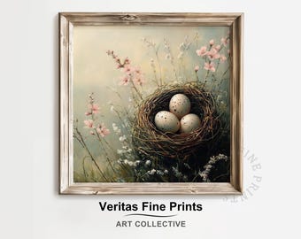 Vintage fågelbotryck: Botanisk påskdekoration (digital nedladdning)
