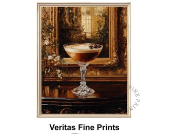Espresso Martini Still Life Print: Vintage Cocktail Lounge Decor (Digital Download)