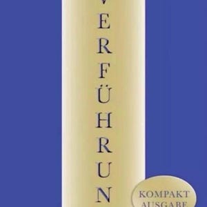 以下が含まれることがあります： クリーム色の縦長パネルに黒字で「DIE 24 GESETZE DER VERFÜHRUNG」と書かれた本の表紙。背景は青色。パネルには「KOMPAKT AUSGABE」と書かれた丸いステッカーが付いています。