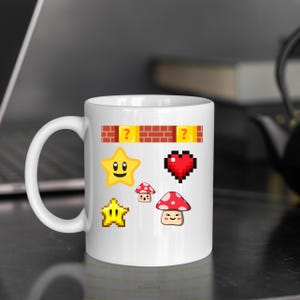 Super Mario Gaming Mug, Nintendo Icons Coffee Cup, Video Game Gift, Retro Gamer Gift, 11oz Ceramic Mug