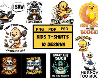 10 Duck PNG Design Bundle | Cute & Funny Duck Graphics for T-Shirts,Mugs and More | Digital Download for Cricut,Sublimation and DIY Projects