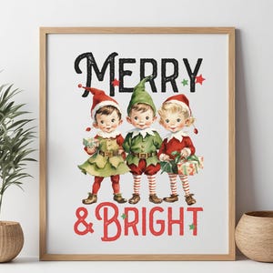 Merry and Bright Print Wall Art | Holiday Decor | Christmas Quote Art | Festive Home Decoration&quot;