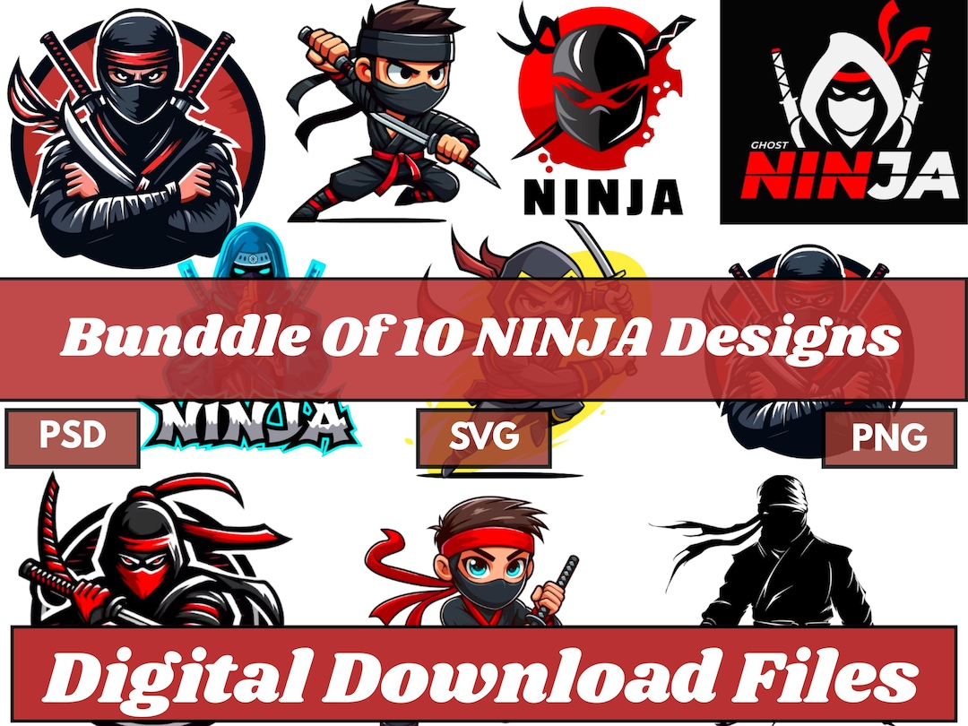 8 Ninja PNG Design Bundle | Cool Ninja Graphics for T-shirts, Kids ...