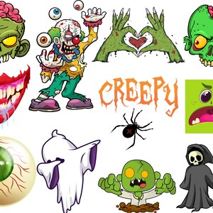 Creepy Digital Image Bundle | Ghosts, Haunted Houses, Skulls & Spooky Art | Horror-Themed PNG/JPEG for Halloween, Crafts and Digital Project