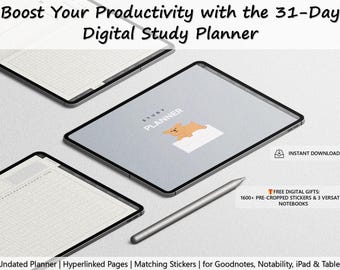 31-Day Study Planner: Rain-Themed Digital Tracker (PDF)