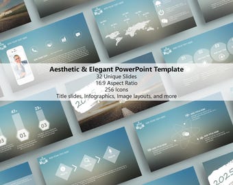 Elegant PowerPoint Template | 32 Unique Slides (Digital Download)