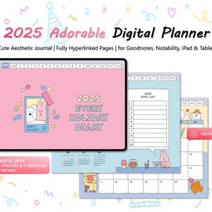 Digitale planner 2025 | Leuk esthetisch dagboek | voor Goodnotes, Notability, iPad-tablet