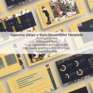 Japanese Ukiyo-e Style PowerPoint Template  Traditional Aesthetic Elegant Design Creative  Cultural use | PPT, Google Slides, Keynote, CANVA