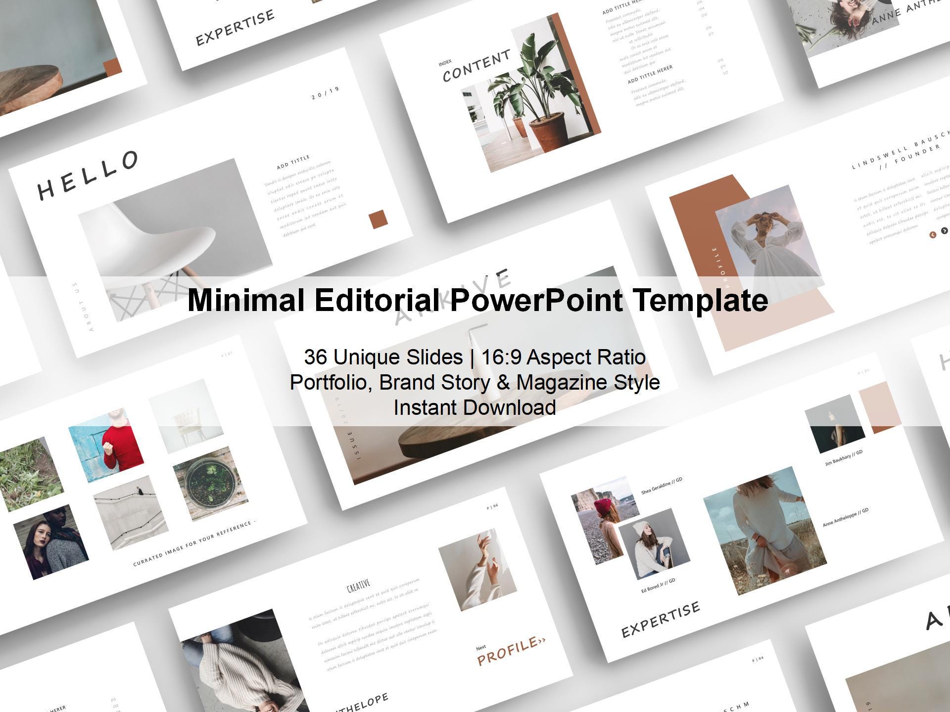 Minimal Editorial Powerpoint Template | Portfolio, Brand Story ...