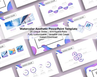Watercolor PowerPoint Template | Aesthetic Presentation Slides (Digital Download)