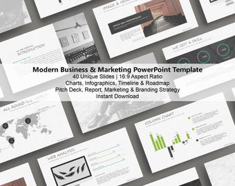 Modern Business PowerPoint Template: Pitch Deck Slides (Digital Download)