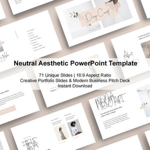 Minimalist PPT Template, Neutral Aesthetic Powerpoint, Creative Portfolio Slides, Modern Business Pitch Deck PPT Google Slides Keynote CANVA