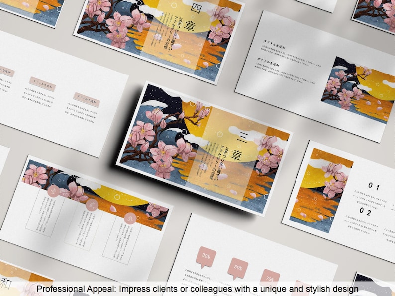 Japanese Element Powerpoint Layout Ukiyo-e Japanese Powerpoint Template | Aesthetic Presentation (digital ...