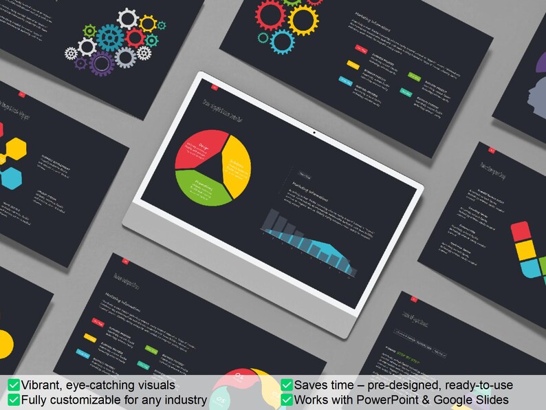 Dark Theme Powerpoint Template: Business Presentation Slides (digital ...