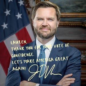 JD Vance Signed Photo Custom Name