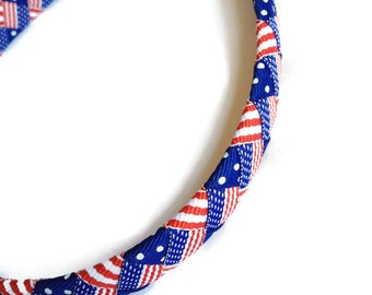American Flag Headband, Handmade Headband, Woven Headband, Braided Headband, Dots Stripes, Hair Accessories, Handmade To Order