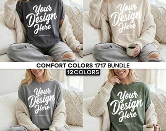 Comfort Colors 1717 T-Shirt Mockup Bundle | CC1717 Shirt Mockups | Cozy Lifestyle Mockups