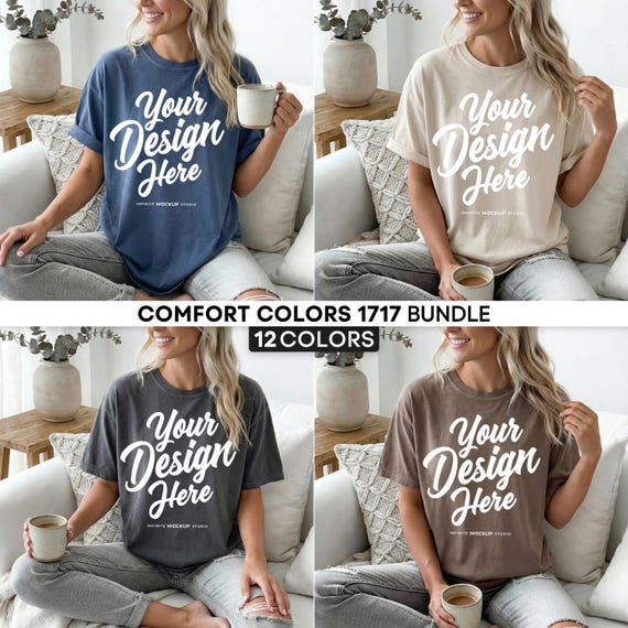 Comfort Colors 1717 T-Shirt Mockup Bundle | CC1717 Shirt Mockups | Cozy Lifestyle Mockups