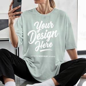 Comfort Colors 1717 Bay T-Shirt Mockup - Front View CC1717 Mock-up - Oversized Trendy Neutral Boho Bay Lifestyle Mockup (Digital Download)