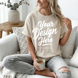 Comfort Colors 1717 T-Shirt Mockup Bundle | CC1717 Shirt Mockups | Cozy Lifestyle Mockups image 4
