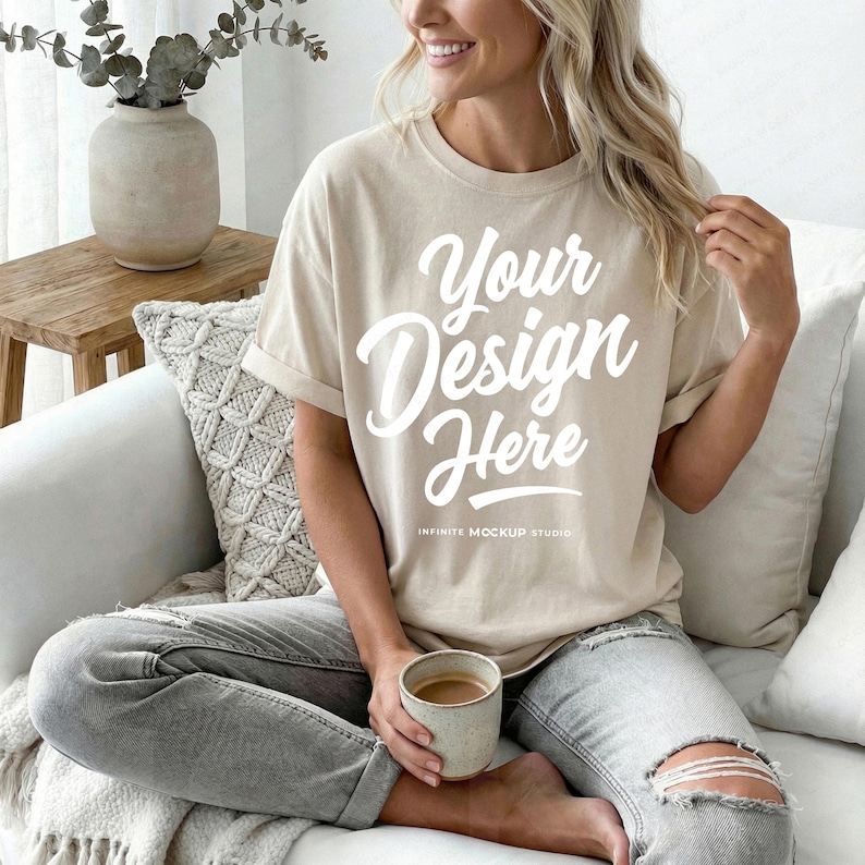 Comfort Colors 1717 T-Shirt Mockup Bundle | CC1717 Shirt Mockups | Cozy Lifestyle Mockups image 4