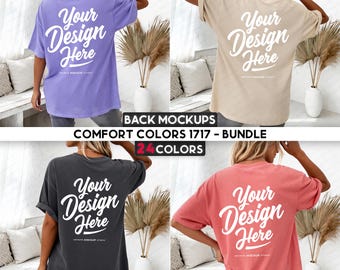 Comfort Colors 1717 Back T-Shirt Mockup Bundle, 24 Colors, CC1717 Back View Shirt Mockups for POD & Etsy