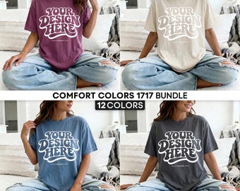 Comfort Colors 1717 Front T-Shirt Mockup Bundle | CC1717 in Espresso, Pepper, Ivory, Berry, Black | 12 Colors | Cozy Minimal Lifestyle