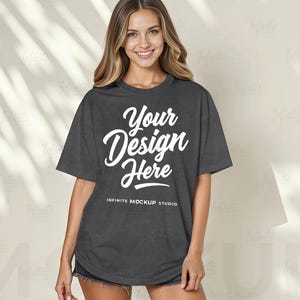 Comfort Colors C1717 Pepper T-Shirt Mockup | CC1717 Pepper Shirt Mockup | Neutral Minimalist Aesthetic | Trendy Pepper Lifestyle Summer Mock