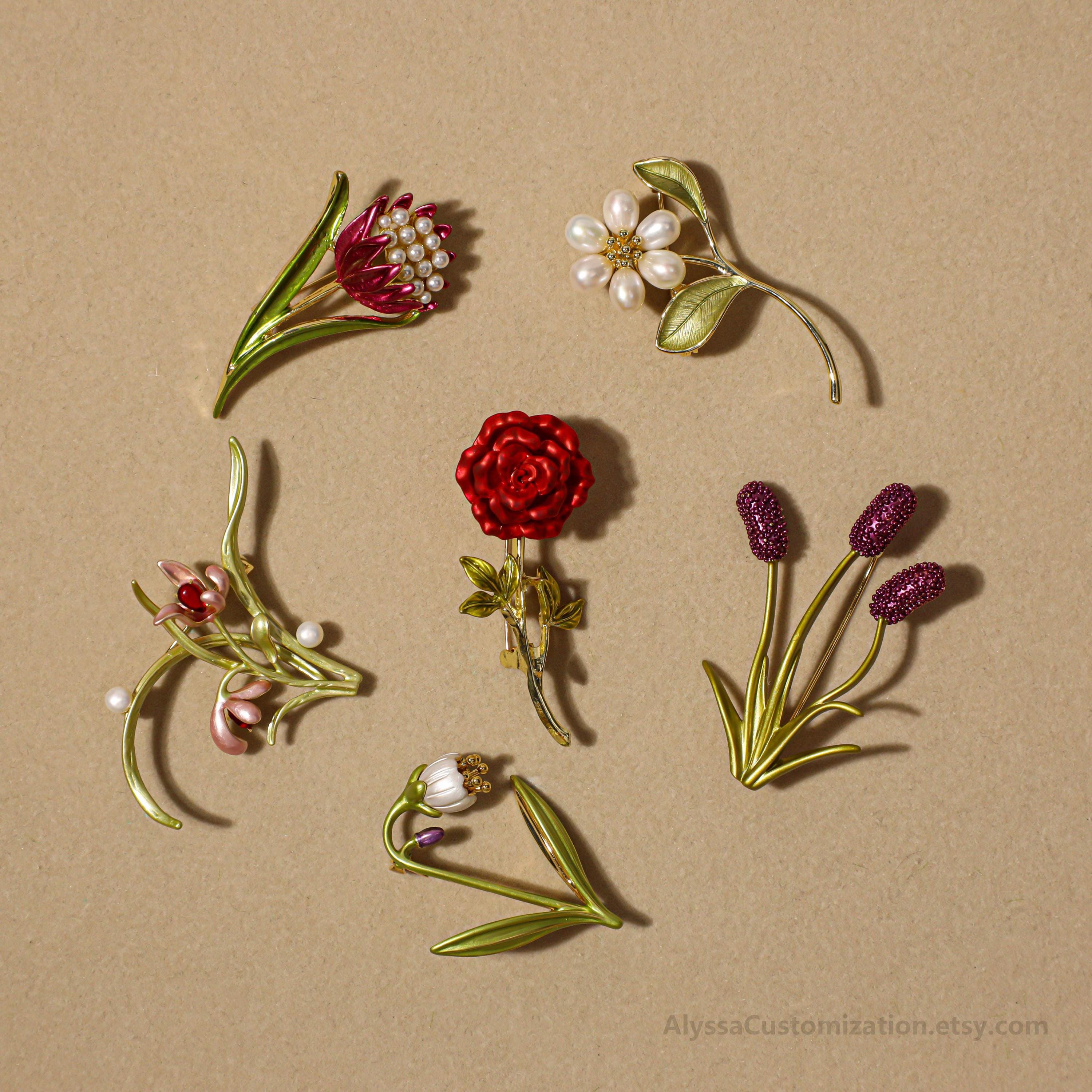 本物の花のブローチ - Etsy 日本