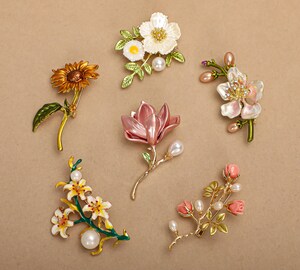 Broche Vintage Camélia - Épinglettes élégantes Pour Chapeau, Vêtement, Sac, Cadeau Femme, Fête, Mariage (env. 5,2 Cm)