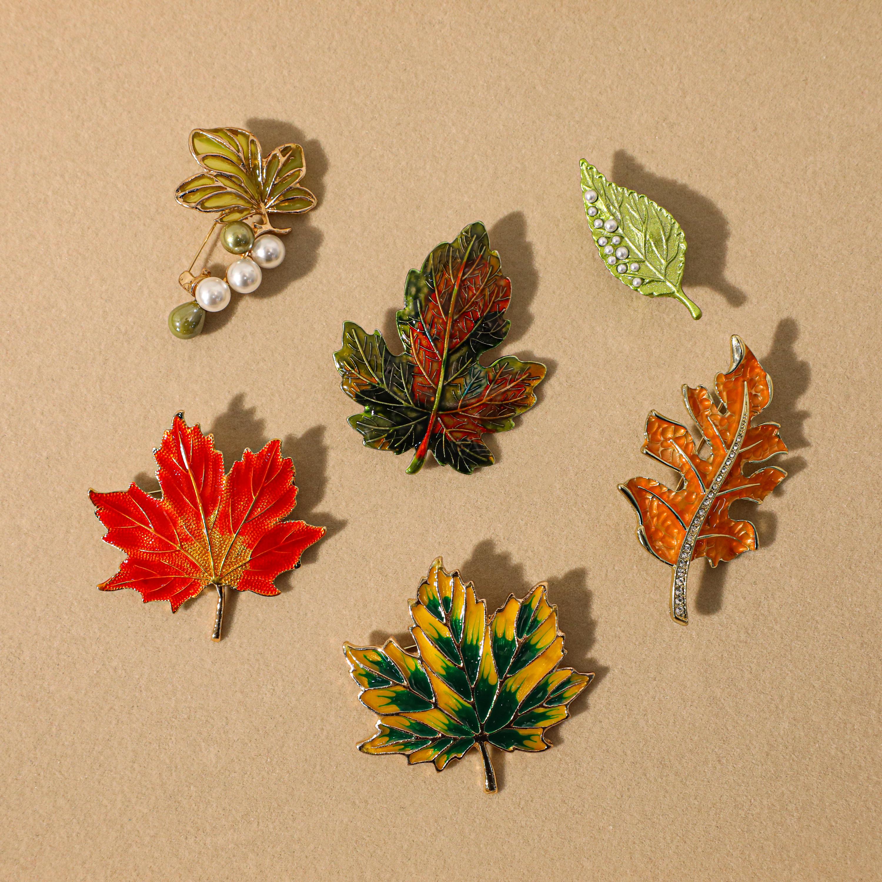 Broche Feuille D'érable En Métal - Couleur Or Et Argent - Bijou Botanique Pour Femmes Et Hommes - Accessoire Pour Veste, écharpe, Chapeau